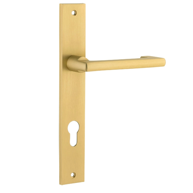 Door Lever Baltimore Return Rectangular Euro Pair Brushed Gold PVD CTC85mm L128xP54mm BPH240xW38mm in Brushed Gold PVD