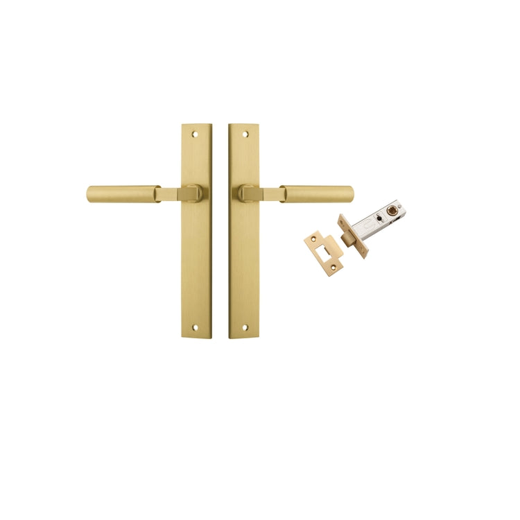 Door Lever Berlin Rectangular Brushed Gold PVD Passage Kit in Brushed Gold PVD
