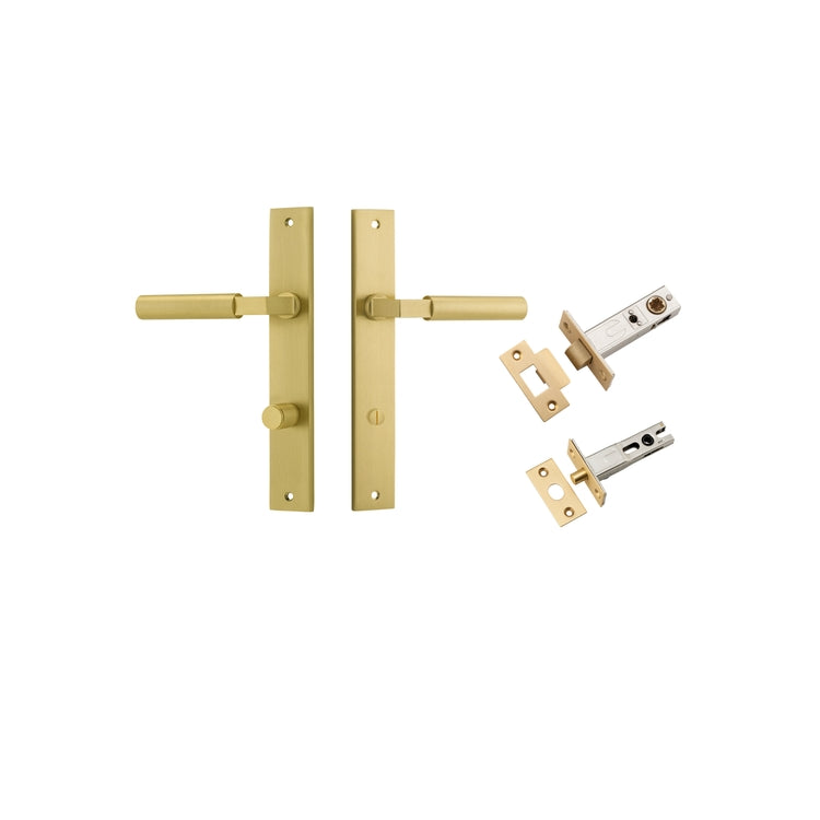 Door Lever Berlin Rectangular Brushed Gold PVD Privacy Kit in Brushed Gold PVD