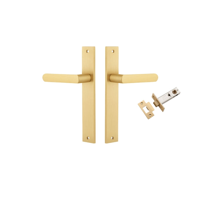 Door Lever Osaka Rectangular Brushed Gold PVD Passage Kit in Brushed Gold PVD