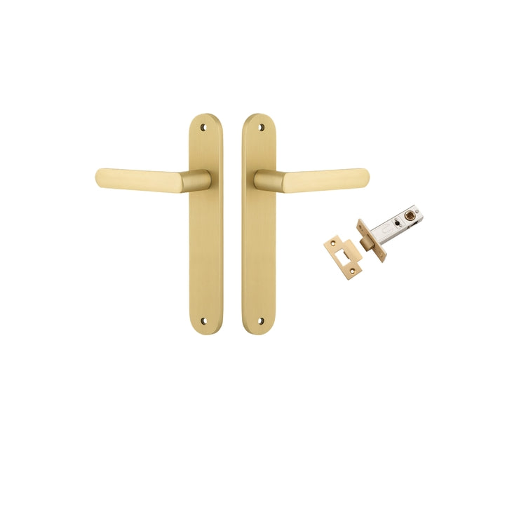 Door Lever Osaka Oval Brushed Gold PVD Passage Kit in Brushed Gold PVD