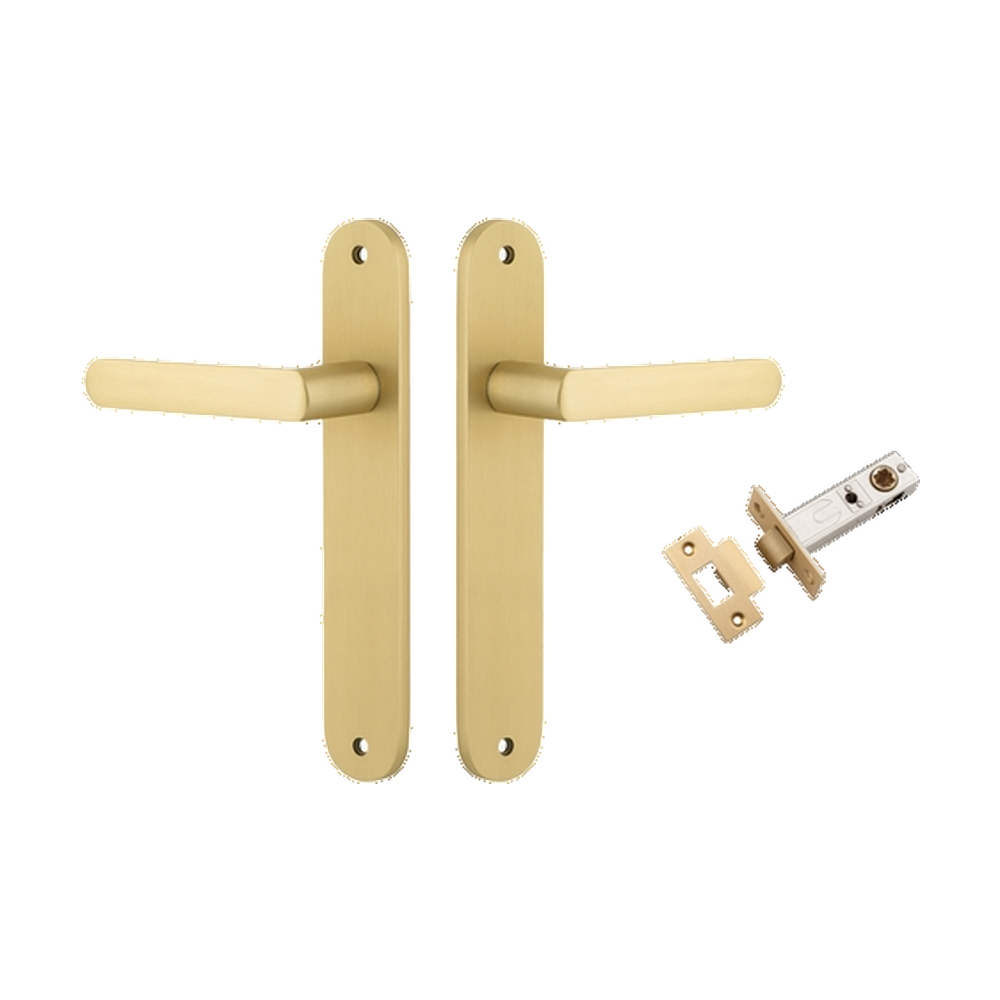 Door Lever Osaka Oval Brushed Gold PVD Passage Kit in Brushed Gold PVD