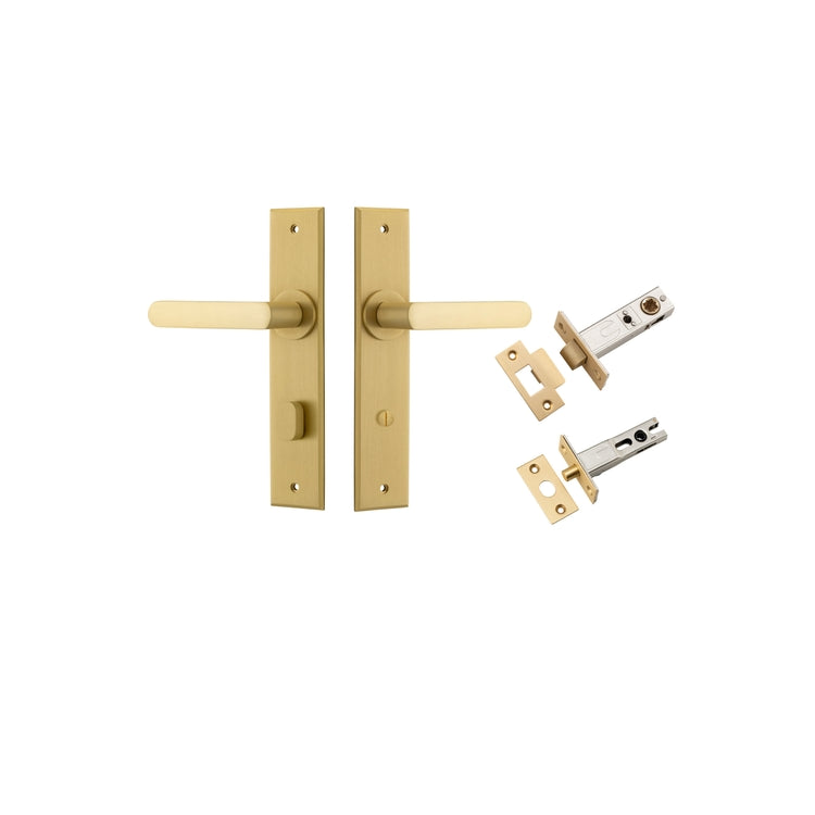 Door Lever Osaka Chamfered Brushed Gold PVD Privacy Kit in Brushed Gold PVD