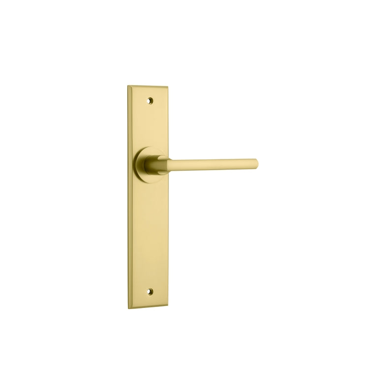 Door Lever Baltimore Chamfered Latch Pair Brushed Gold PVD L118xP56mm BPH240xW50mm in Brushed Gold PVD