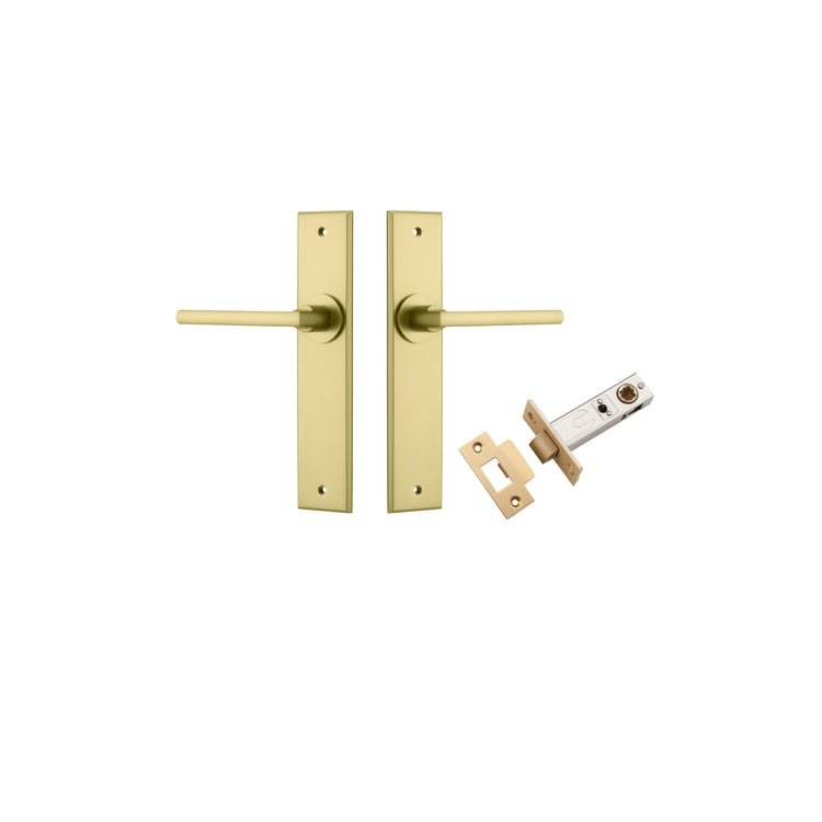 Door Lever Baltimore Chamfered Brushed Gold PVD Passage Kit in Brushed Gold PVD