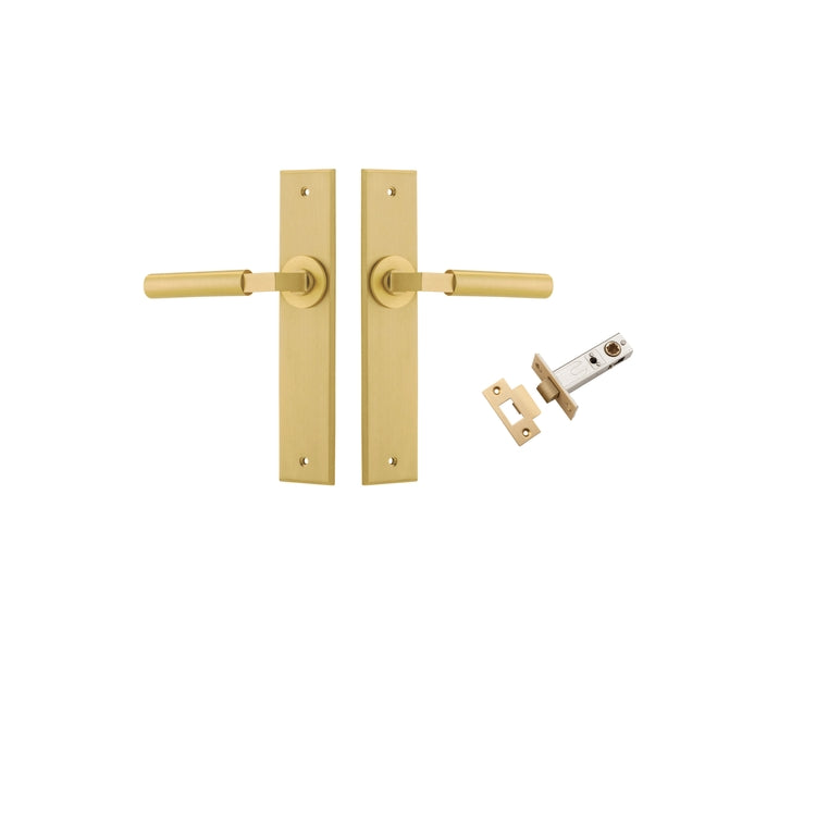 Door Lever Berlin Chamfered Brushed Gold PVD Passage Kit in Brushed Gold PVD