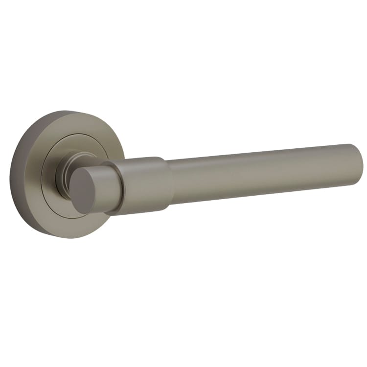 Door Lever Helsinki Rose Round Concealed Fix Pair Graphite PVD L137xP61mm BPD52mm in Graphite PVD