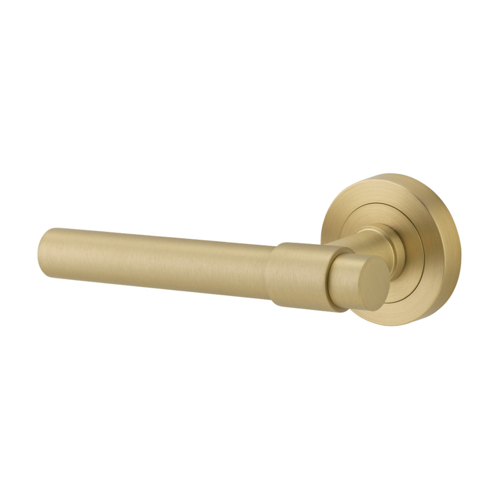 Door Lever Helsinki Rose Round Concealed Fix Left Hand Fixed Brushed Gold PVD L137xP61mm BPD52mm in Brushed Gold PVD