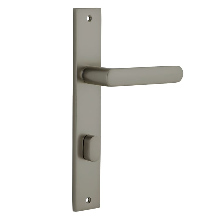 Door Lever Osaka Rectangular Privacy Pair Graphite PVD CTC85mm L120xP52mm BPH240xW38mm in Graphite PVD