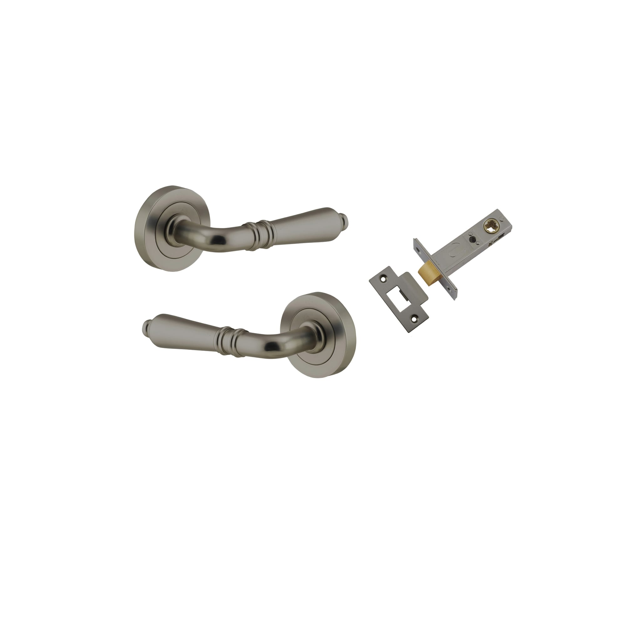Door Lever Sarlat Rose Round Graphite PVD Passage Kit in Graphite PVD