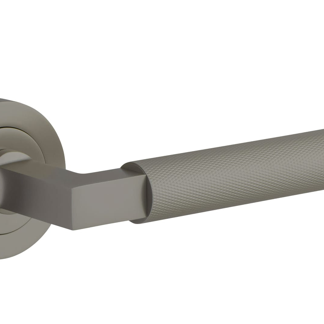 Door Lever Brunswick Rose Round Concealed Fix Pair Graphite PVD L120xP60mm BPD52mm in Graphite PVD