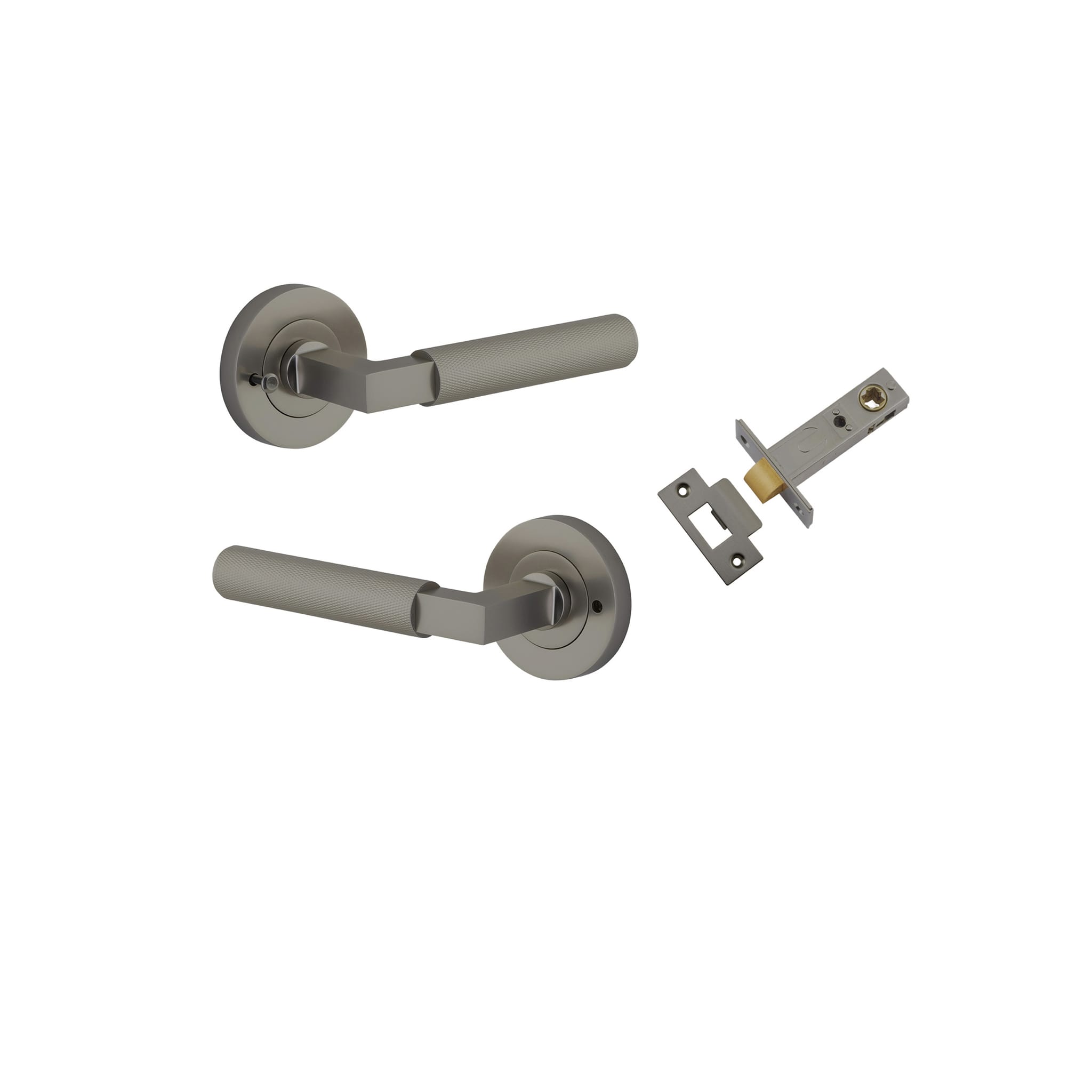 Door Lever Brunswick Rose Round Graphite PVD Inbuilt Privacy Kit in Graphite PVD