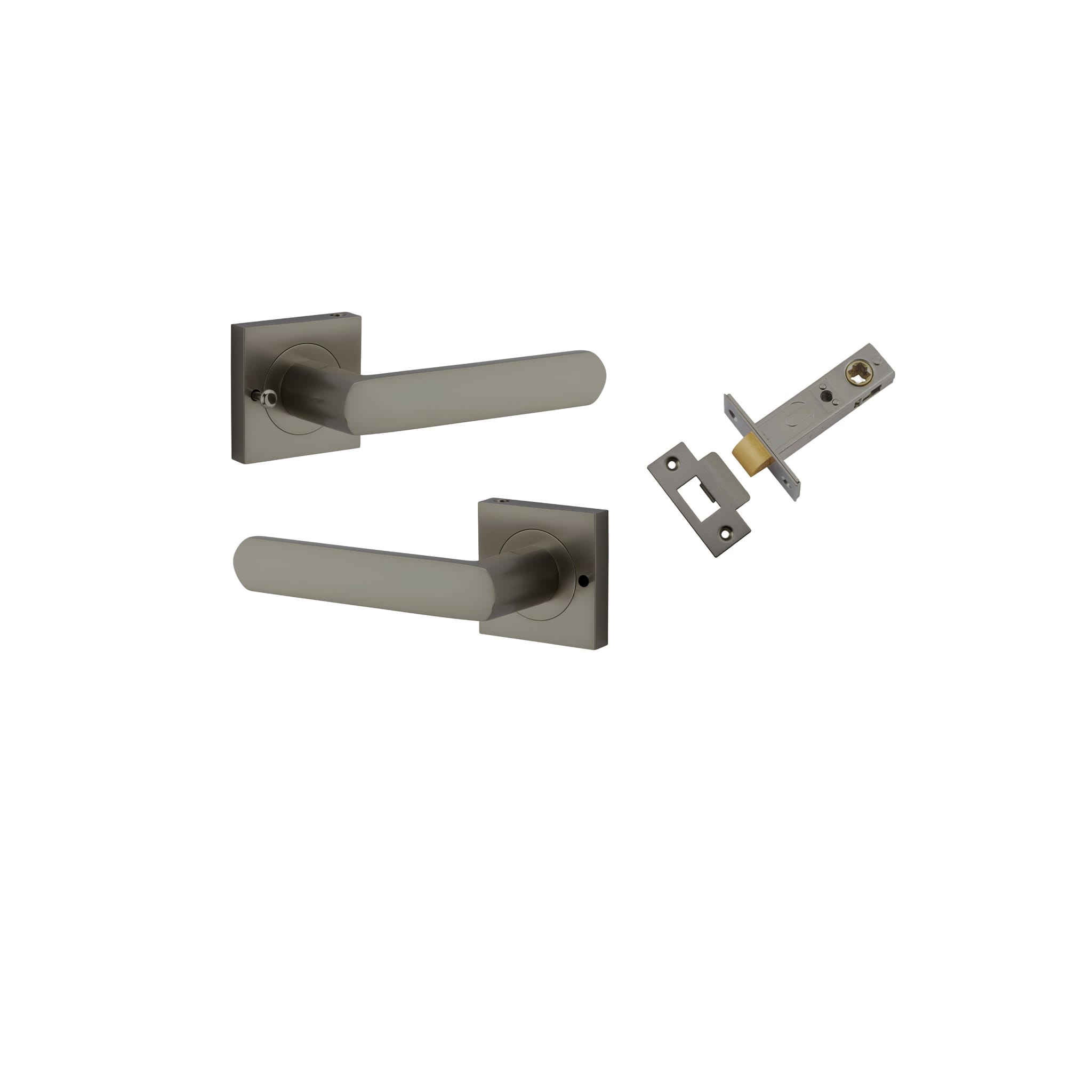 Door Lever Osaka Rose Square Graphite PVD Inbuilt Privacy Kit in Graphite PVD