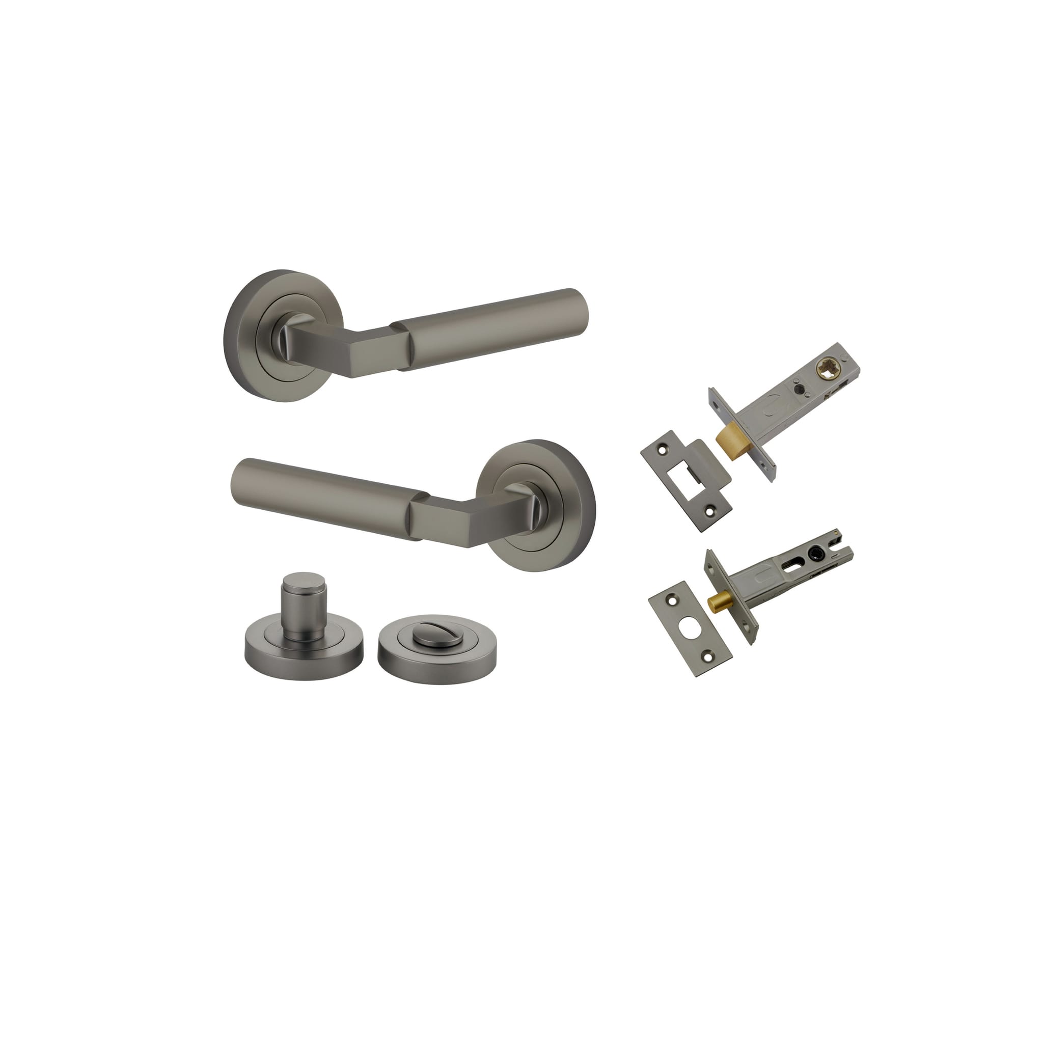 Door Lever Berlin Rose Round Graphite PVD Privacy Kit in Graphite PVD