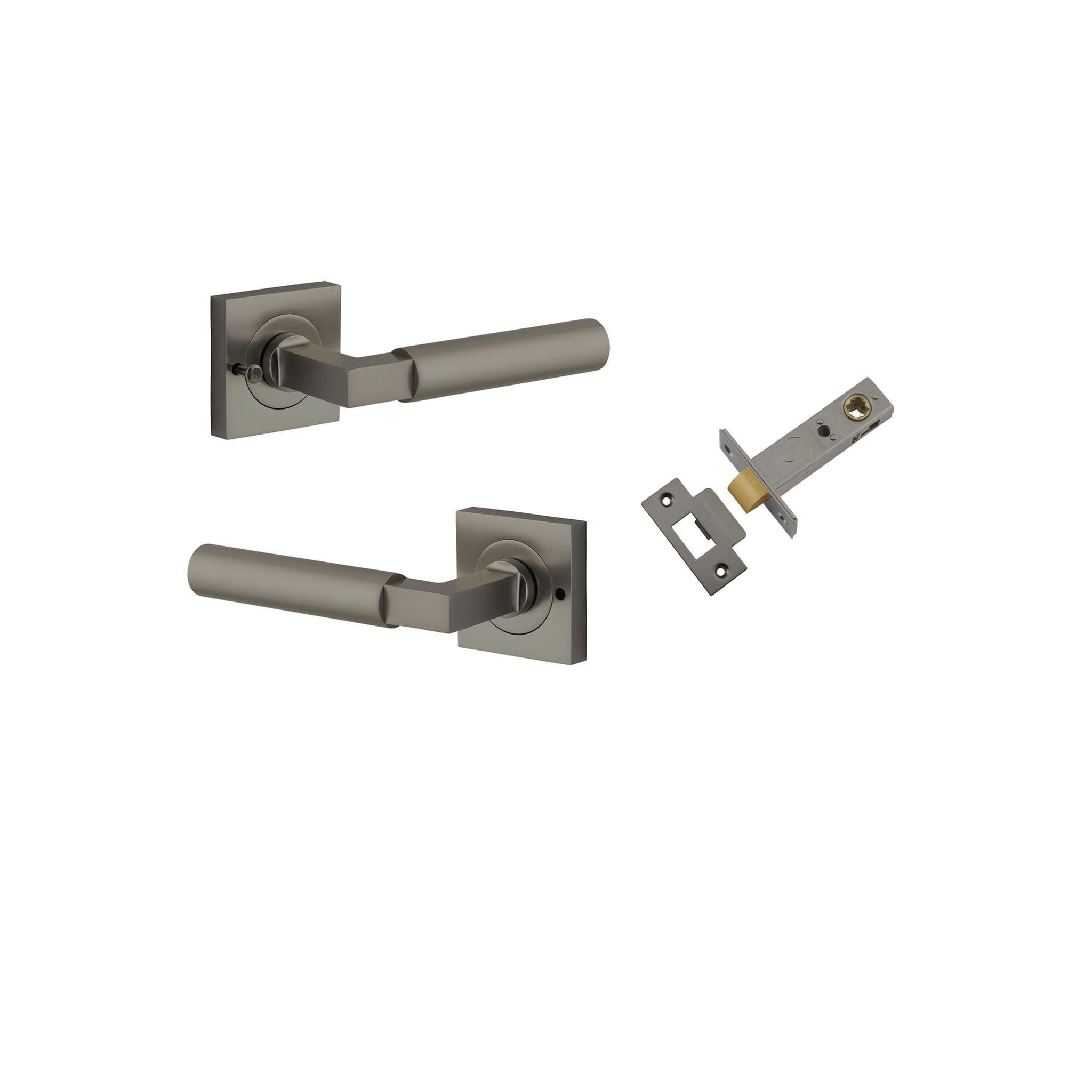 Door Lever Berlin Rose Square Graphite PVD Inbuilt Privacy Kit in Graphite PVD