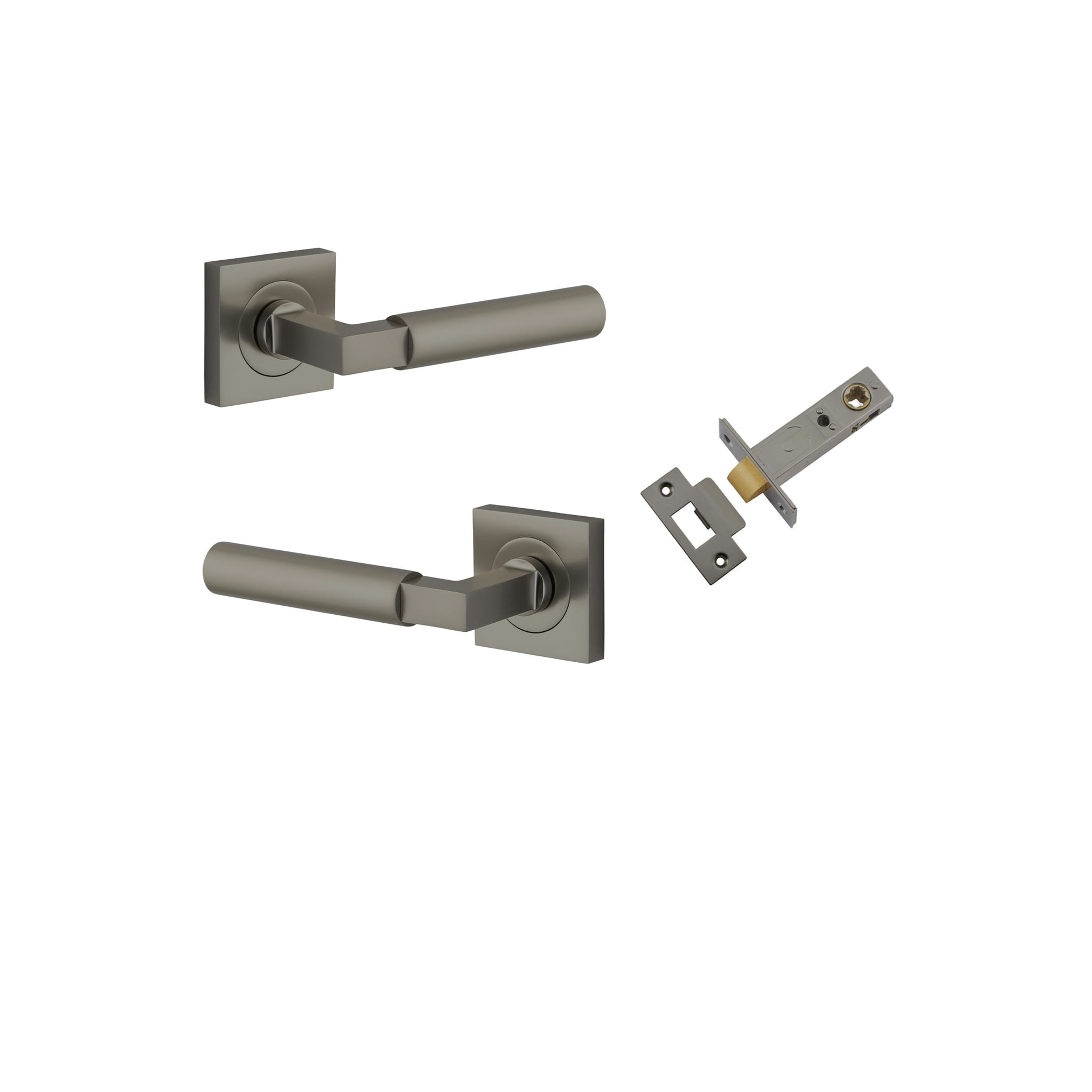 Door Lever Berlin Rose Square Graphite PVD Passage Kit in Graphite PVD