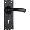 Door Lever Gloucester Iron Lock Pair Matt Black H158xW50xP53mm in Matt Black