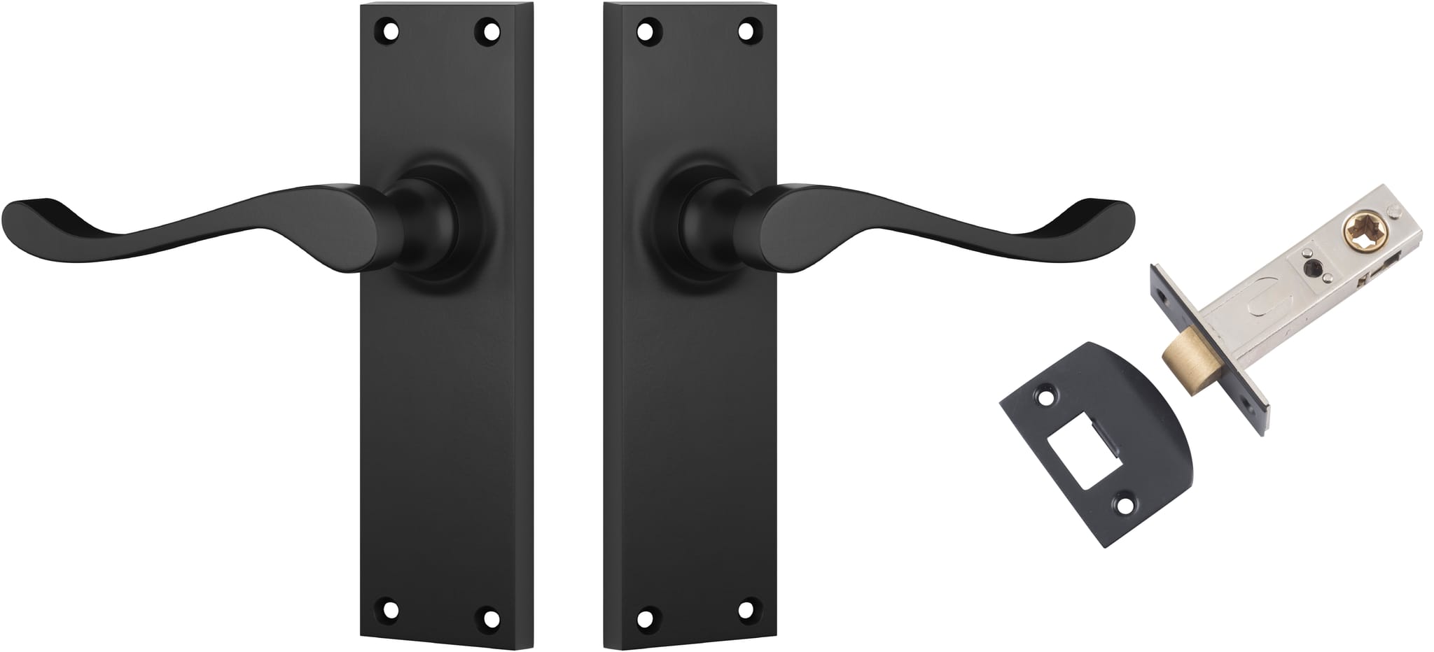 Door Lever Victorian Matt Black Passage Set in Matt Black