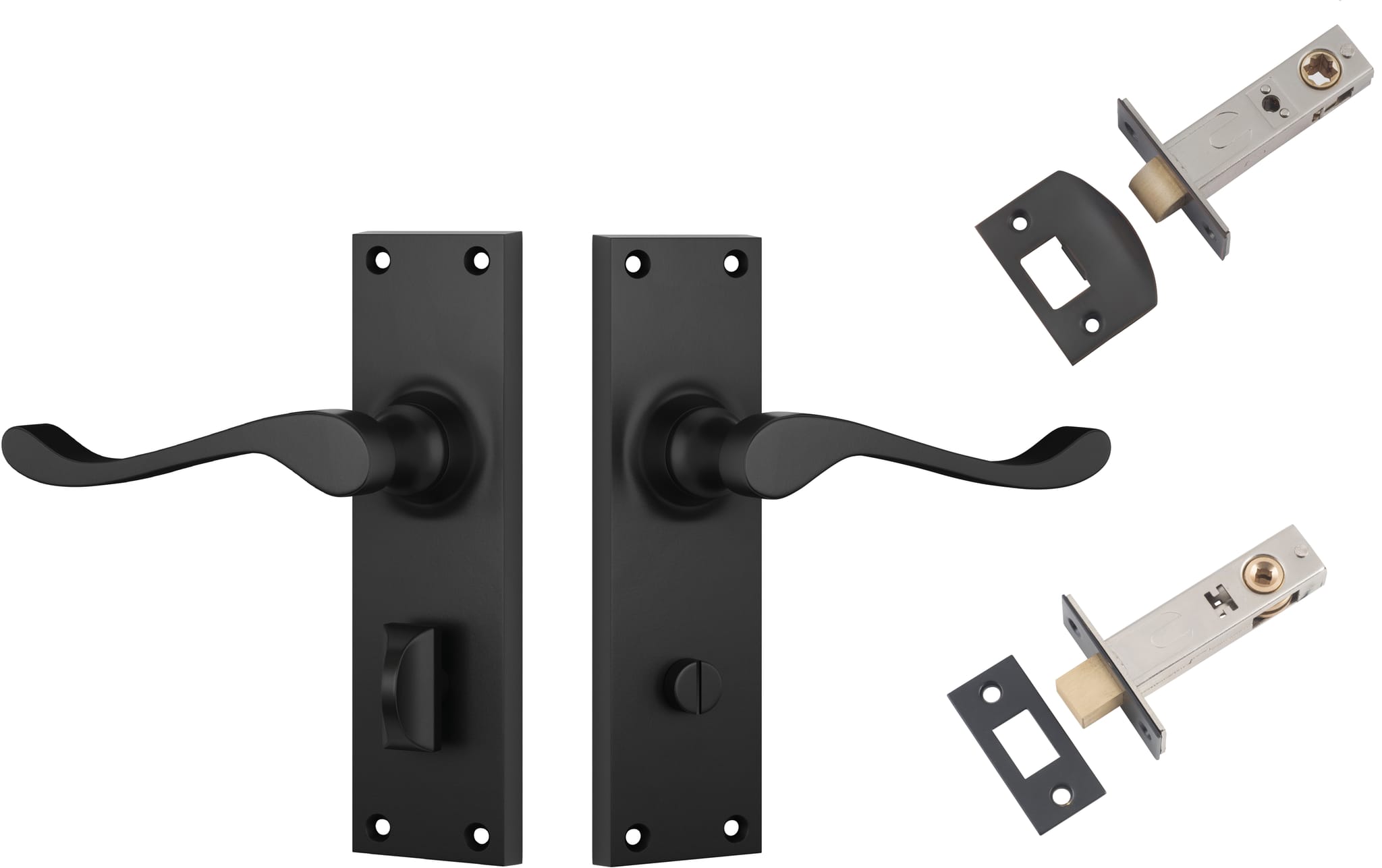 Door Lever Victorian Matt Black Privacy Set in Matt Black