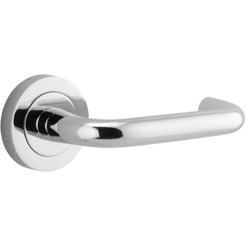 Door Lever Oslo Round Rose Pair Polished Chrome D52xP57mm
(Latch/Lock Sold Separately) in Polished Chrome