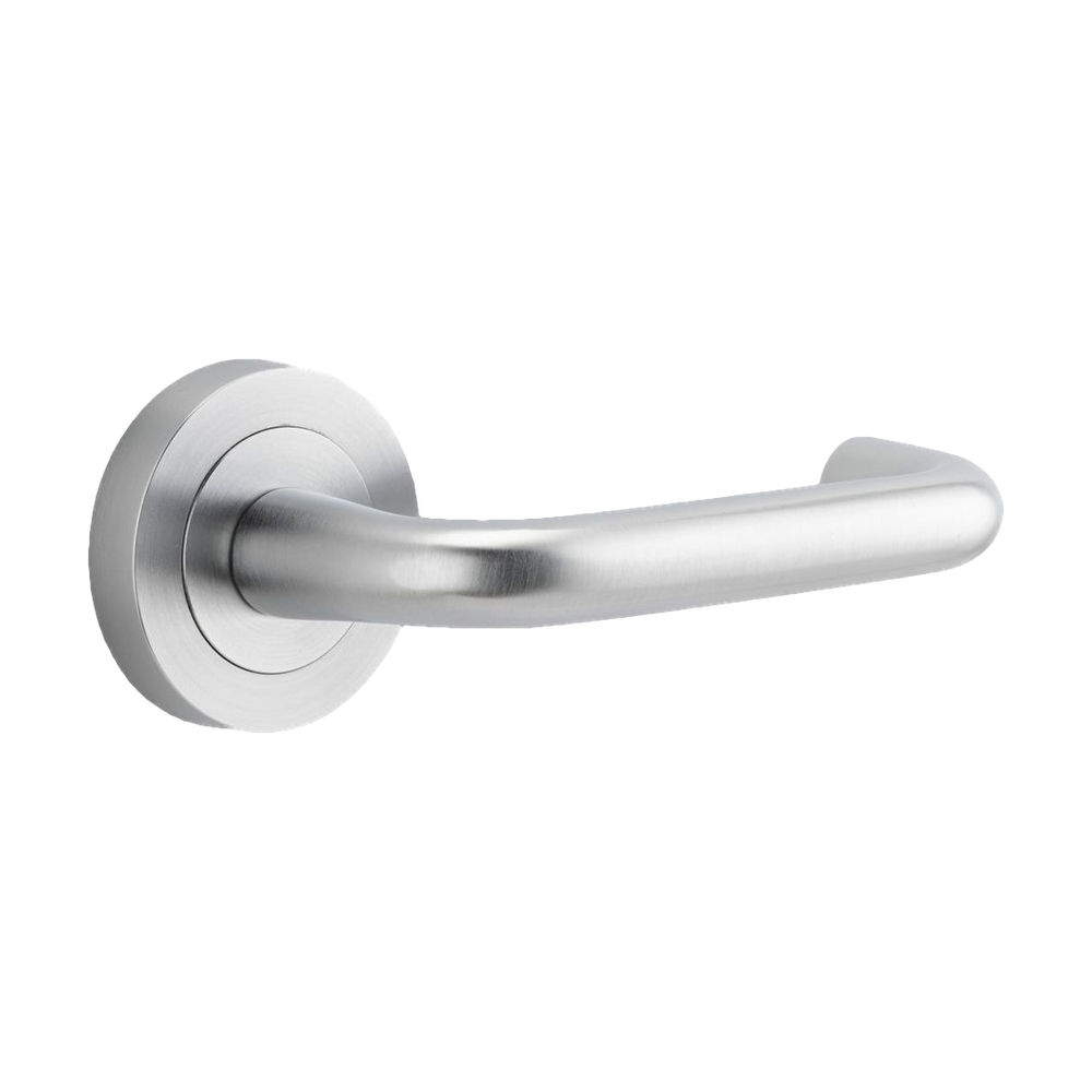 Iver Oslo Lever on Round Rose (Pair) — Brushed Chrome — LHTR20355