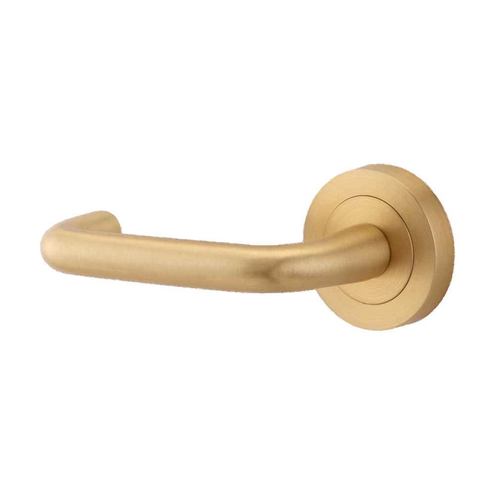 Iver Oslo Lever on Round Rose (Pair) — Brushed Brass — LHTR20356LHF