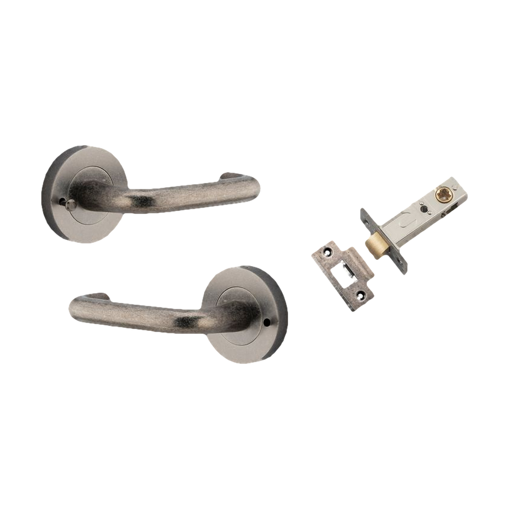 Iver Oslo Lever on Round Rose (Pair) — Distressed Nickel — LHTR20357KIBPRIV60