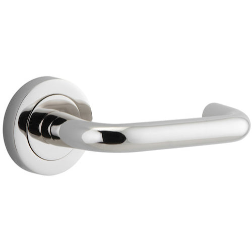Door Lever Oslo Round Rose Pair Polished Nickel D52xP57mm
(Latch/Lock Sold Separately) in Polished Nickel