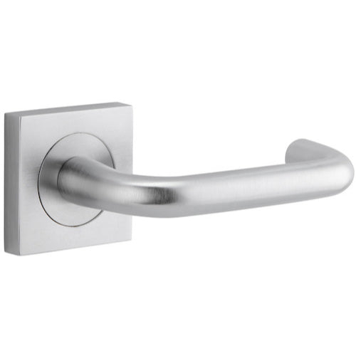 Door Lever Oslo Square Rose Pair Brushed Chrome H52xW52xP57mm
(Latch/Lock Sold Separately) in Brushed Chrome