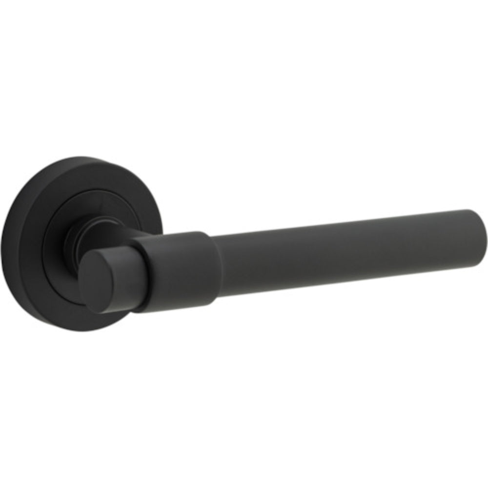 Door Lever Helsinki Round Rose Matt Black D52xP44mm
(Latch/Lock Sold Separately) in Matt Black