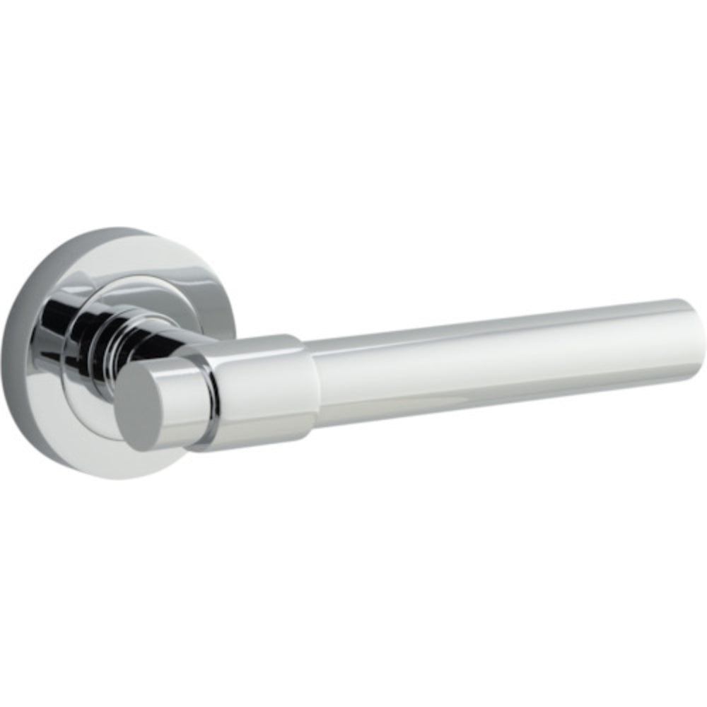 Door Lever Helsinki Round Rose Polished Chrome D52xP44mm
(Latch/Lock Sold Separately) in Polished Chrome