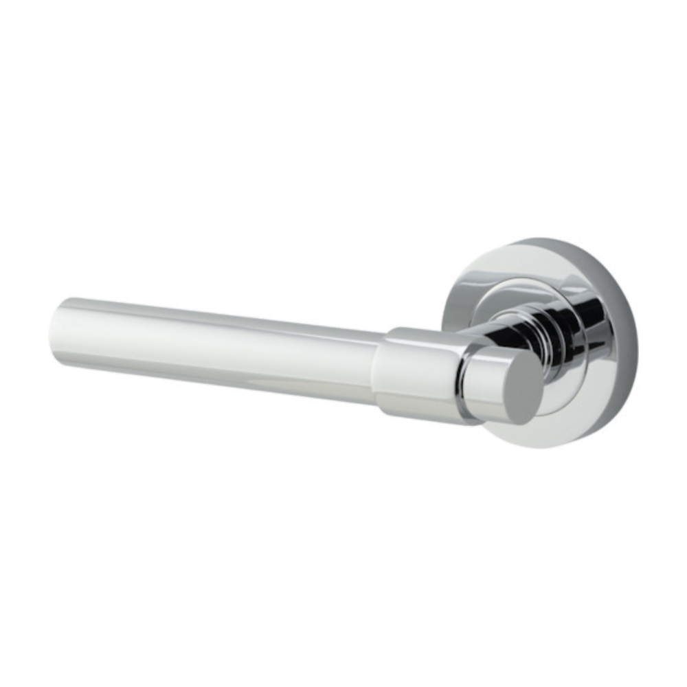 Door Lever Helsinki Rose Round Concealed Fix Left Hand Fixed Polished Chrome L137xP61mm BPD52mm in Polished Chrome
