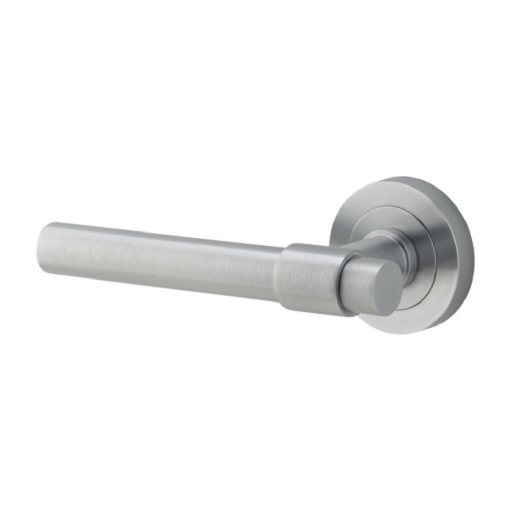 Door Lever Helsinki Rose Round Concealed Fix Left Hand Fixed Brushed Chrome L137xP61mm BPD52mm in Brushed Chrome