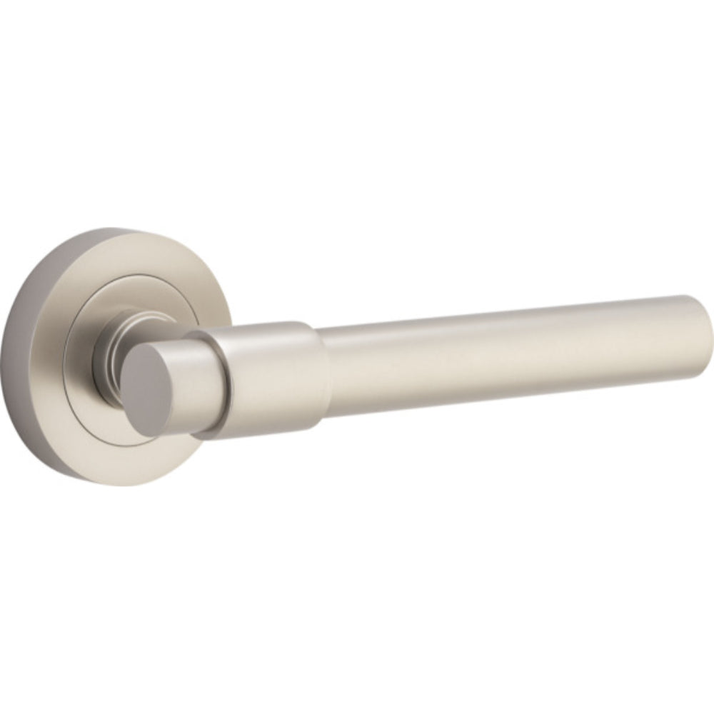 Door Lever Helsinki Round Rose Satin Nickel D52xP44mm
(Latch/Lock Sold Separately) in Satin Nickel