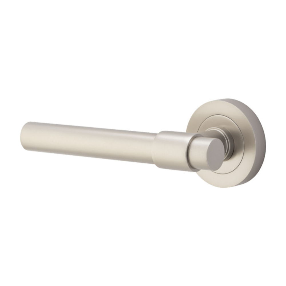 Door Lever Helsinki Rose Round Concealed Fix Left Hand Fixed Satin Nickel L137xP61mm BPD52mm in Satin Nickel
