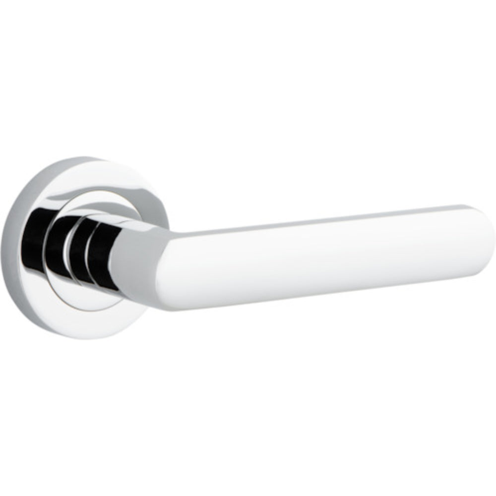 Door Lever Osaka Round Rose Polished Chrome D52xP55mm
(Latch/Lock Sold Separately) in Polished Chrome