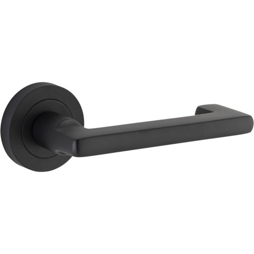 Door Lever Baltimore Return Round Rose Matt Black D52xP58mm
(Latch/Lock Sold Separately) in Matt Black