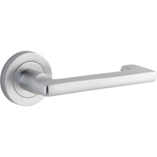 Door Lever Baltimore Return Round Rose Brushed Chrome D52xP58mm
(Latch/Lock Sold Separately) in Brushed Chrome