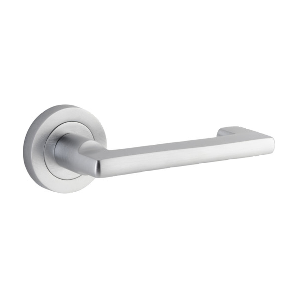 Door Lever Baltimore Return Rose Round Concealed Fix Right Hand Fixed Brushed Chrome L128xP57mm BPD52mm in Brushed Chrome