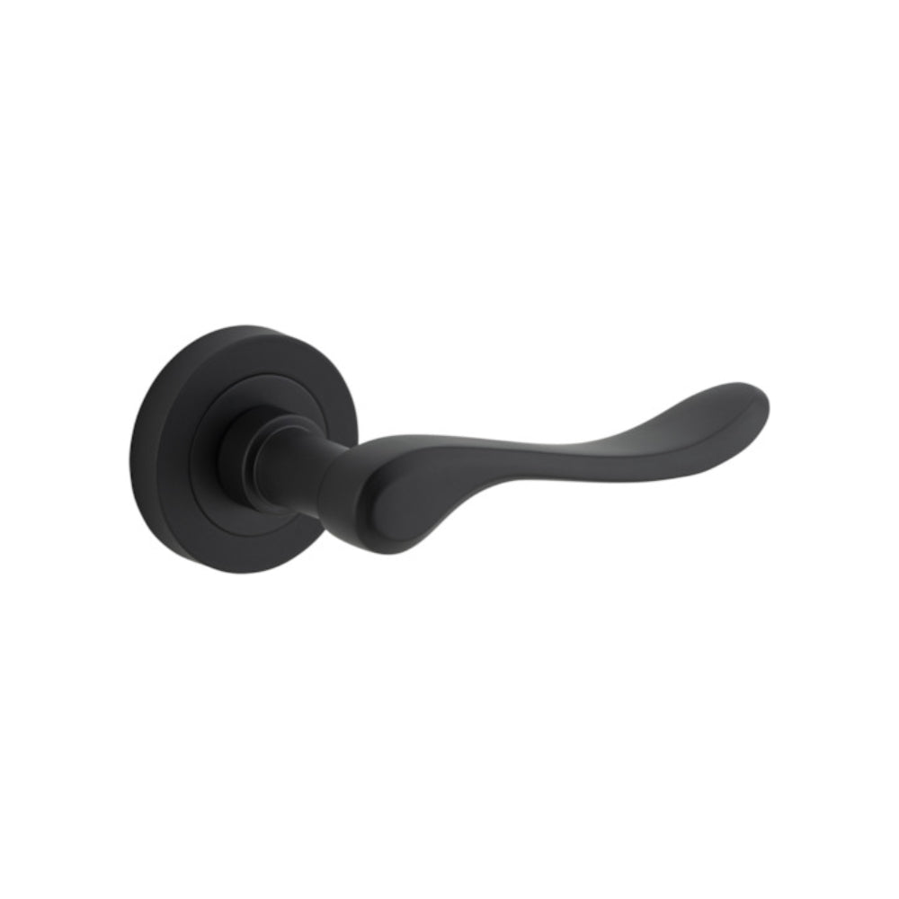 Door Lever Stirling Round Rose Matt Black D52xP64mm
(Latch/Lock Sold Separately) in Matt Black