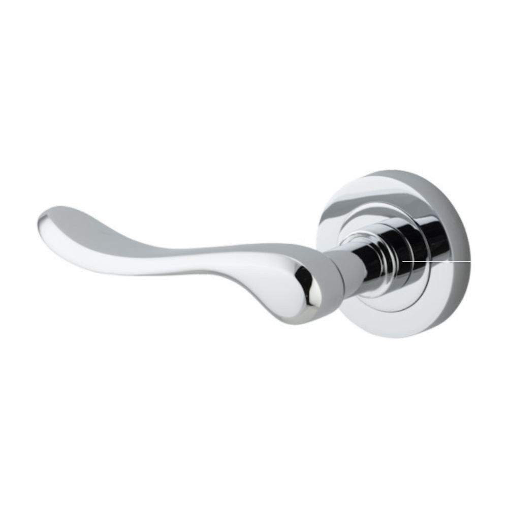 Door Lever Stirling Rose Round Concealed Fix Left Hand Fixed Polished Chrome L116xP65mm BPD52mm in Polished Chrome
