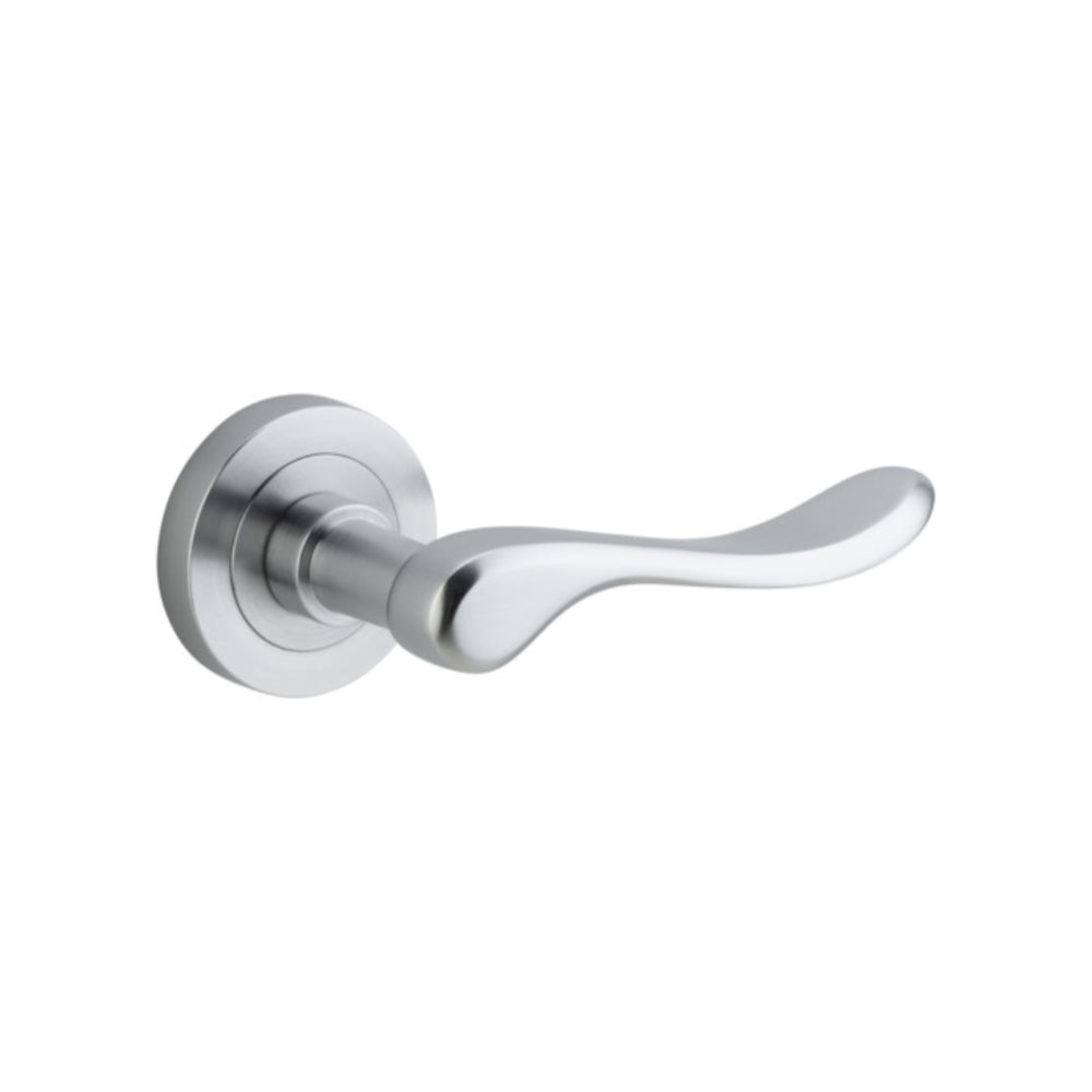 Door Lever Stirling Round Rose Brushed Chrome D52xP64mm
(Latch/Lock Sold Separately) in Brushed Chrome