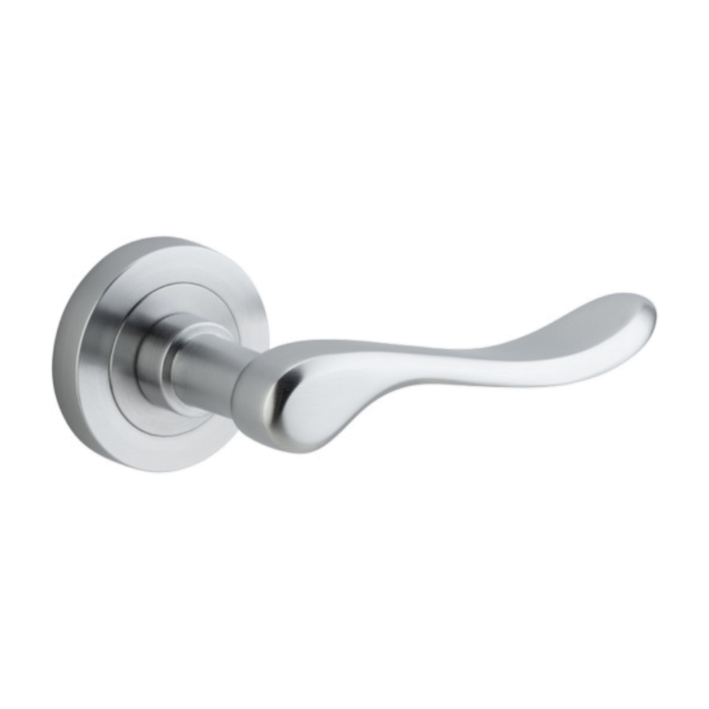 Door Lever Stirling Round Rose Brushed Chrome D52xP64mm
(Latch/Lock Sold Separately) in Brushed Chrome
