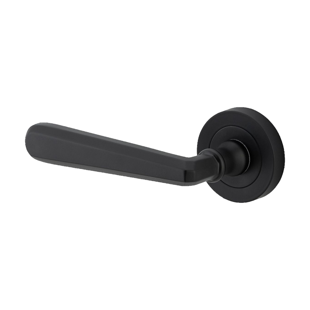 Iver Copenhagen Lever on Round Rose (Pair) — Matt Black — LHTR20803LHF