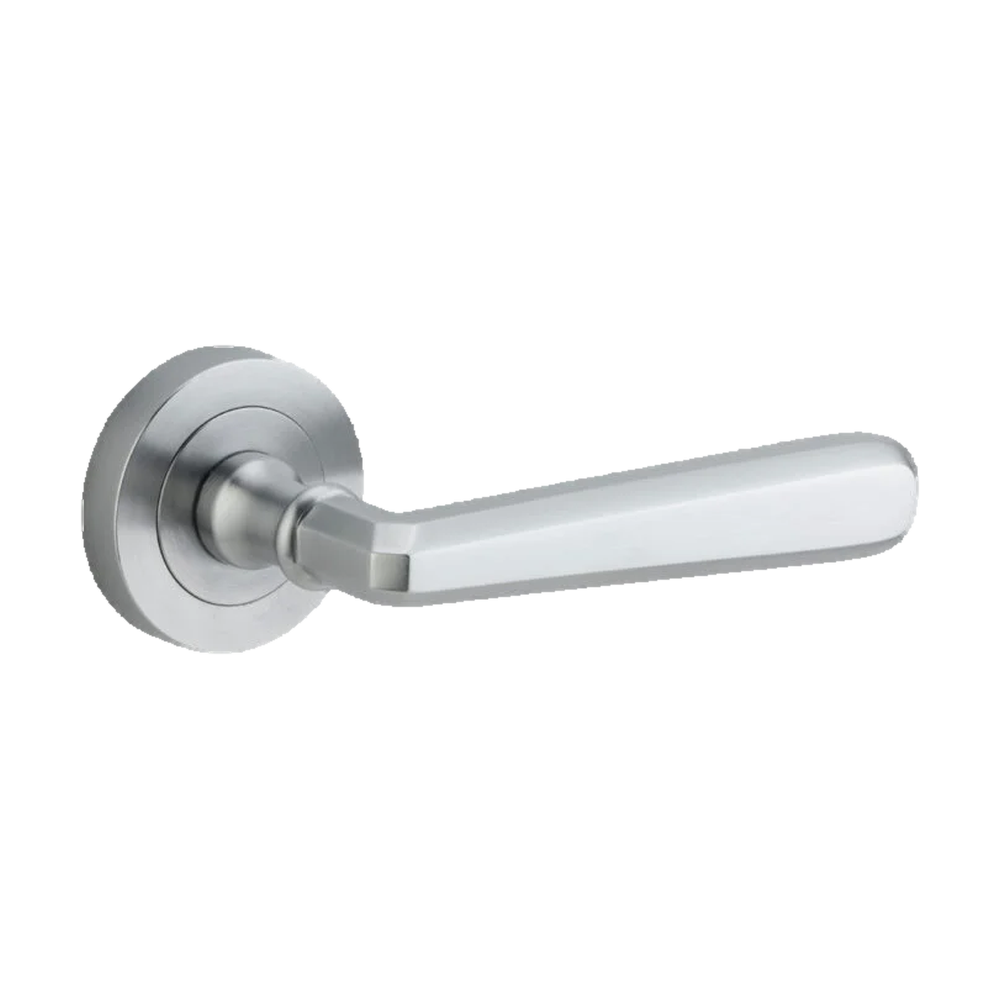 Iver Copenhagen Lever on Round Rose (Pair) — Brushed Chrome — LHTR20805