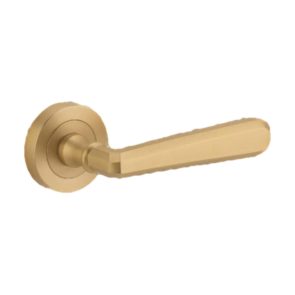 Iver Copenhagen Lever on Round Rose (Pair) — Brushed Brass — LHTR20806