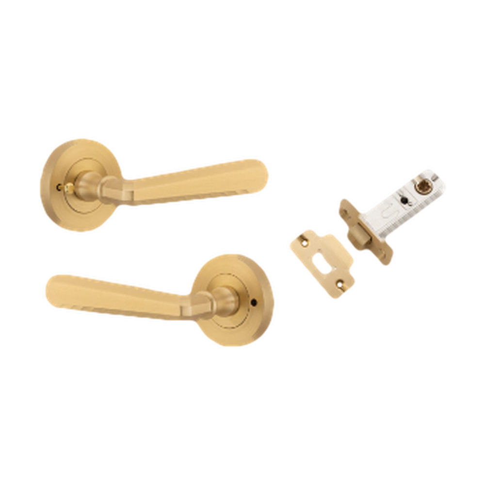 Iver Copenhagen Lever on Round Rose (Pair) — Brushed Brass — LHTR20806KIBPRIV60