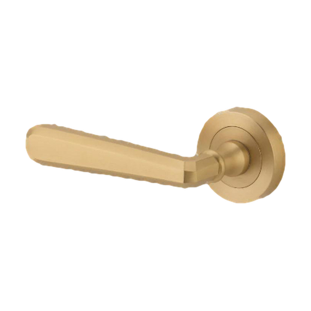 Iver Copenhagen Lever on Round Rose (Pair) — Brushed Brass — LHTR20806LHF