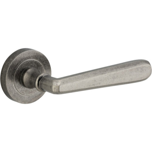 Door Lever Copenhagen Round Rose Distressed Nickel D52xP61mm
(Latch/Lock Sold Separately) in Distressed Nickel