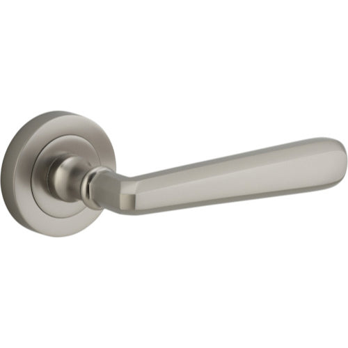 Door Lever Copenhagen Round Rose Satin Nickel D52xP61mm
(Latch/Lock Sold Separately) in Satin Nickel